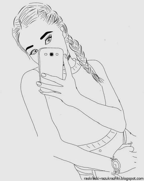 Нарисованная девушка с телефоном