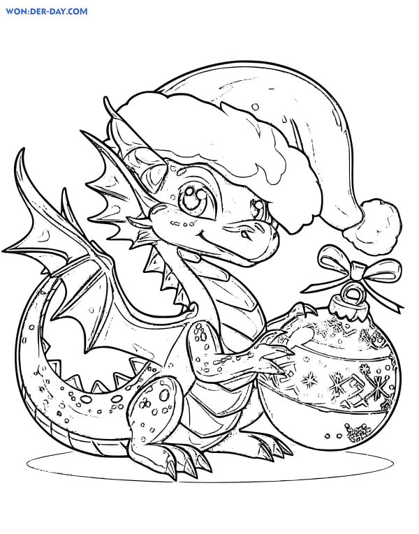 новогодний дракончик раскраска