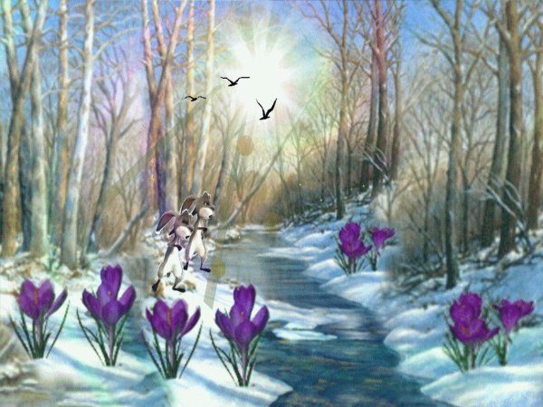 весенний пейзаж с подснежниками