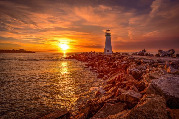 lighthouse at sunset
