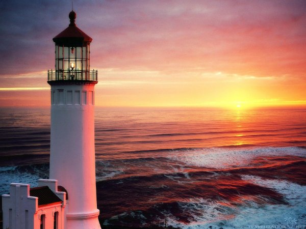 lighthouse at sunset