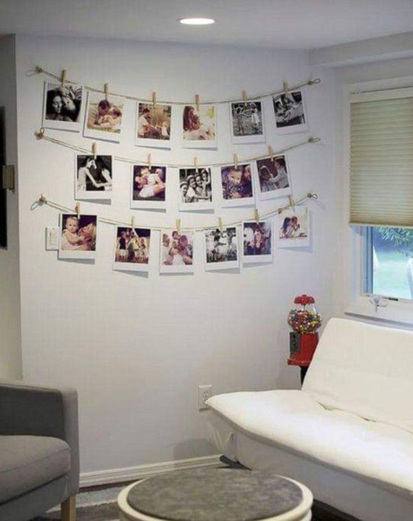 украсить стену фотографиями