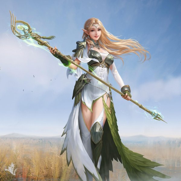 девушка с посохом