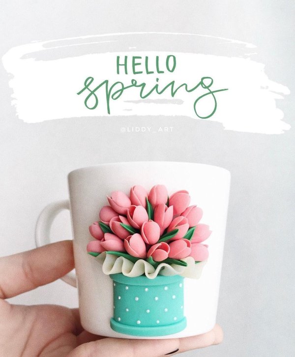 кружка тюльпан полимерная глина