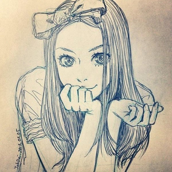 рисунки аниме карандашом