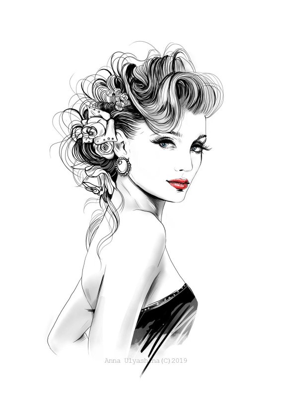 девушка эскиз