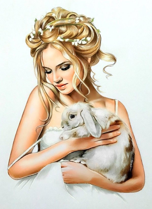 девушка с кроликом