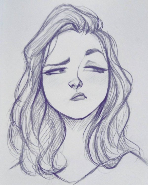 девушка рисунок карандашом