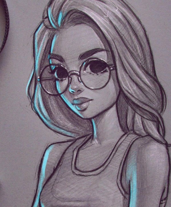 девушка карандашом