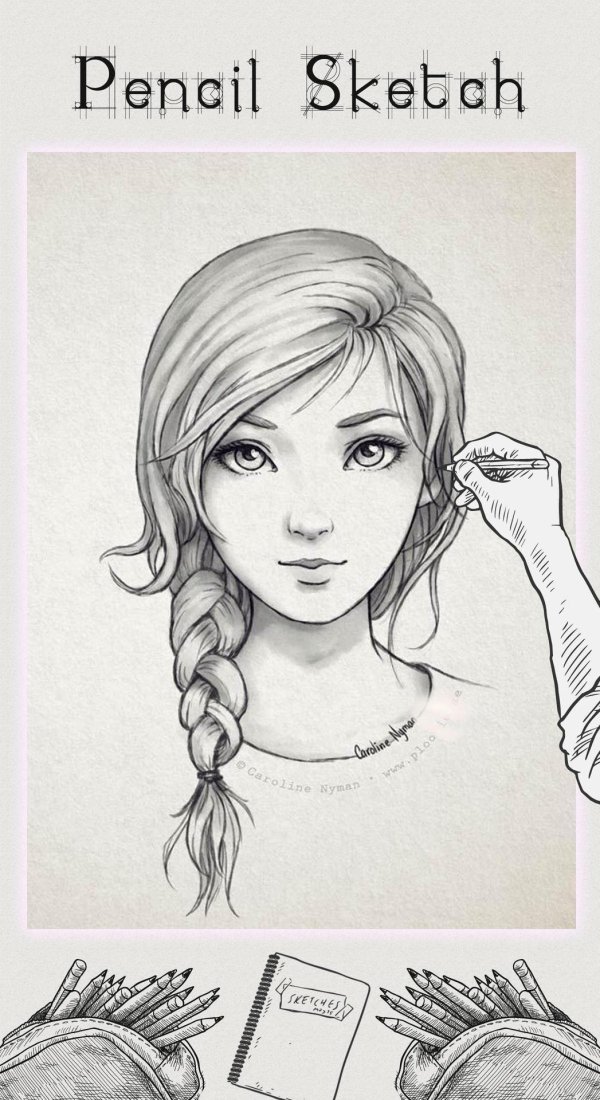 эскиз девушка