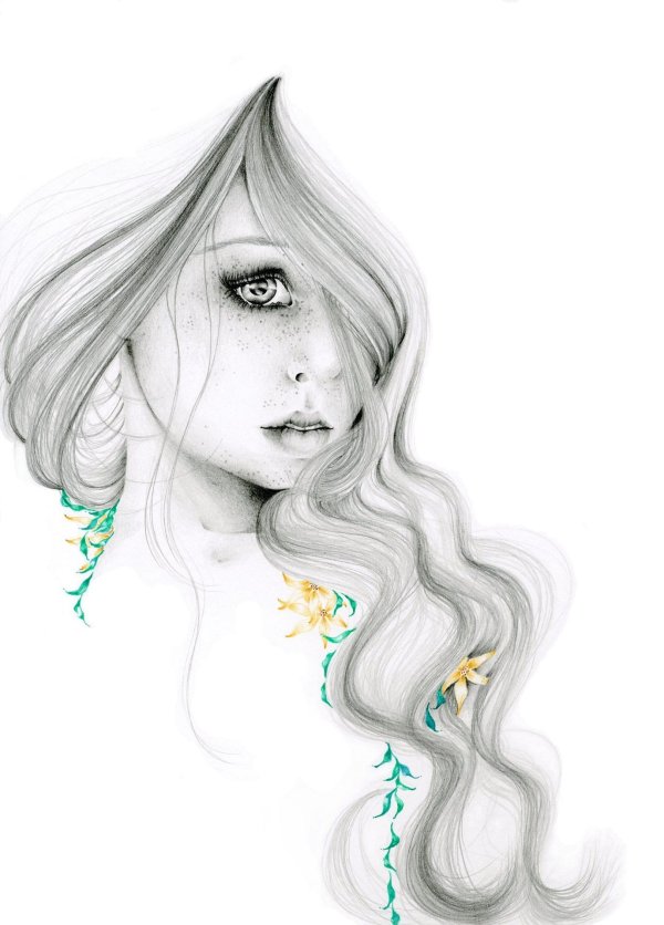 девушка карандашом