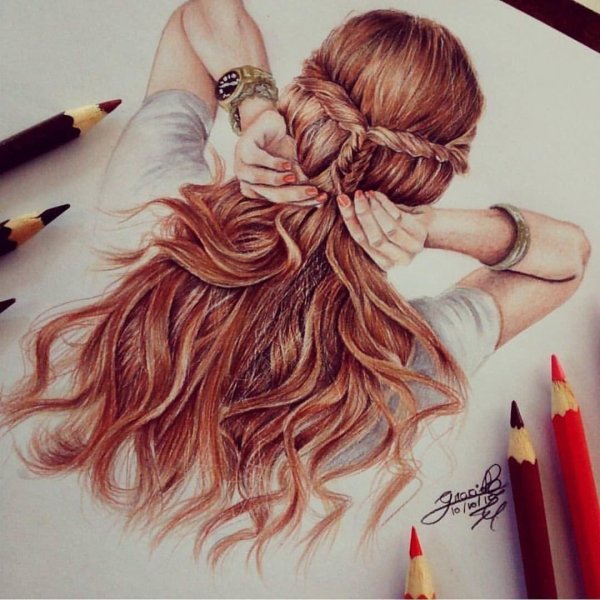 причёски цветными карандашами