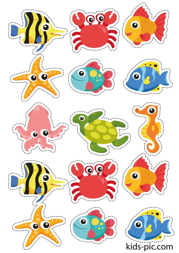 наклейки с морскими животными