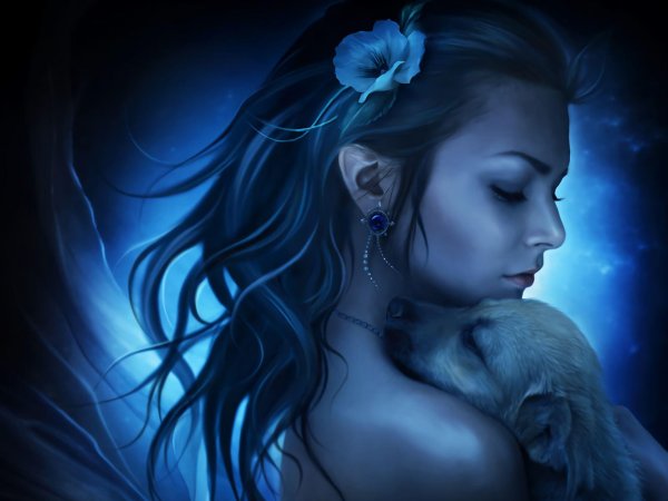 девушка с волками