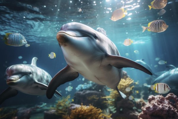 подводный мир дельфины