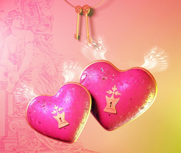 обои на пк розовый сердеч