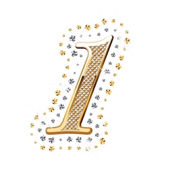 цифра 1 золотая