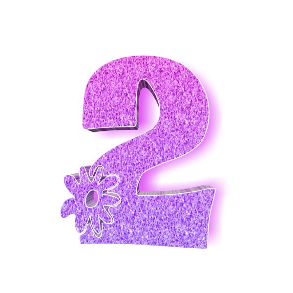 цифра 2 фиолетовая
