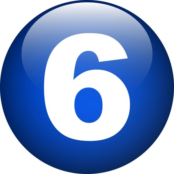 цифра 6 синяя