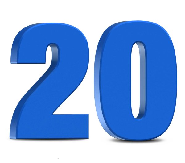 число 20 синий