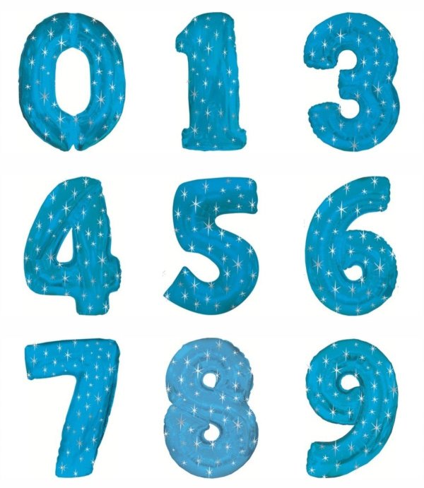 шар цифра синий