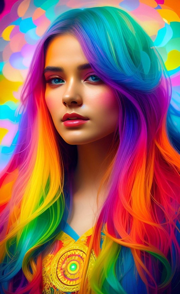 девушка с разноцветными волосами