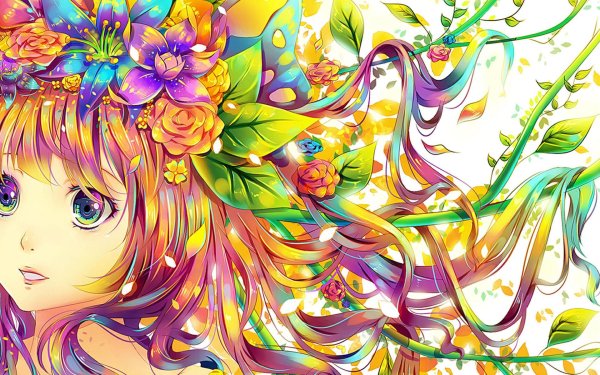 аниме девушки с радужными волосами