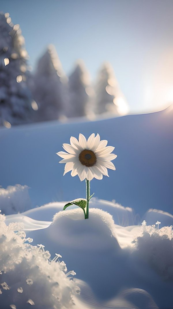 ромашки под снегом