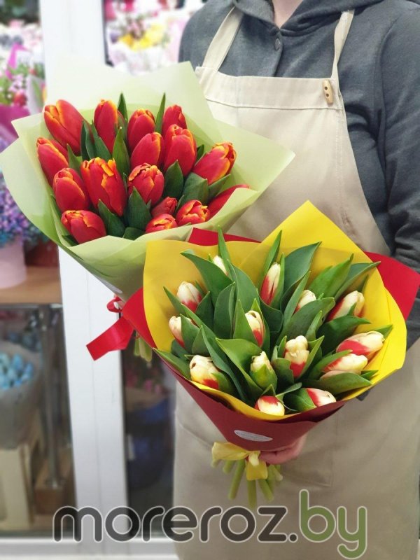 большие букеты тюльпанов