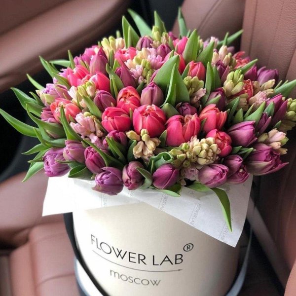 коробка с тюльпанами