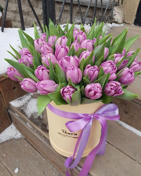 коробка с тюльпанами
