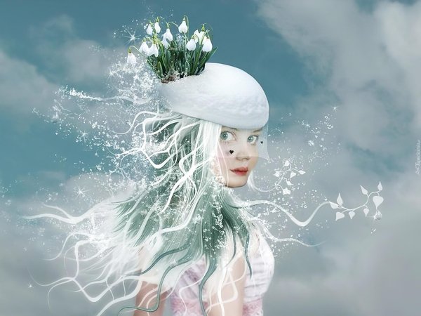 девушка с подснежниками