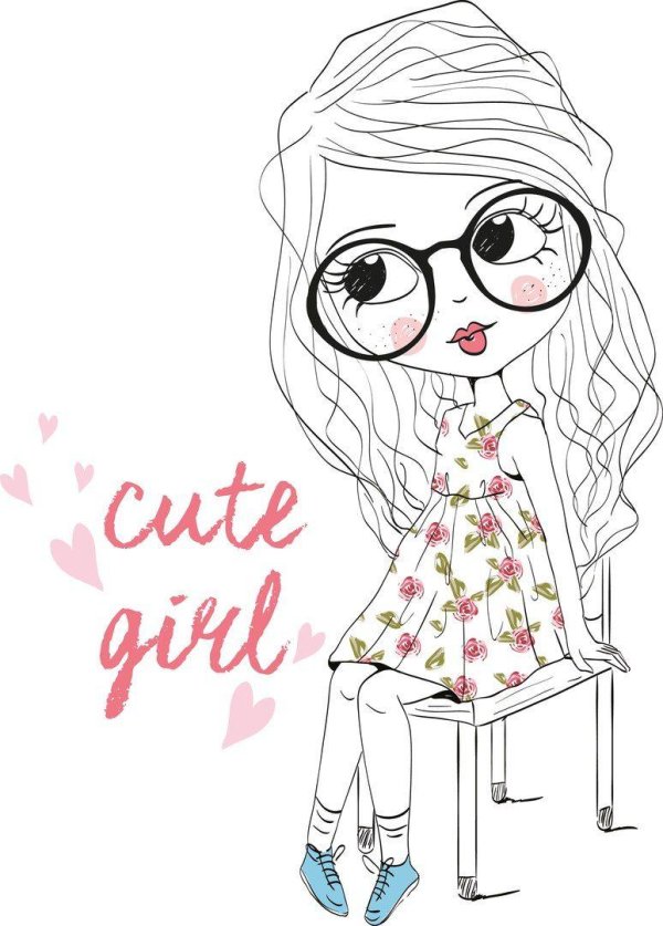 девочка модница рисунок