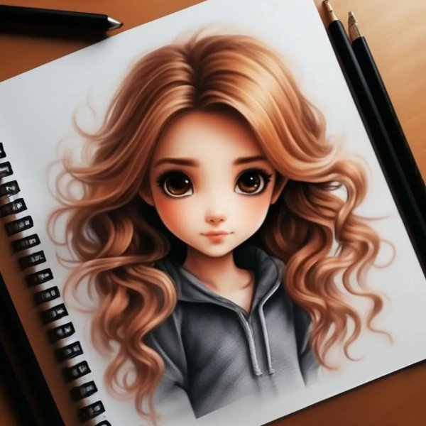 девушка карандашом