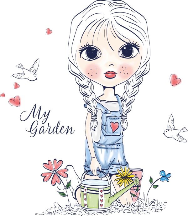 cute girl рисунок