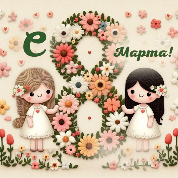 детские открытки к 8 марта