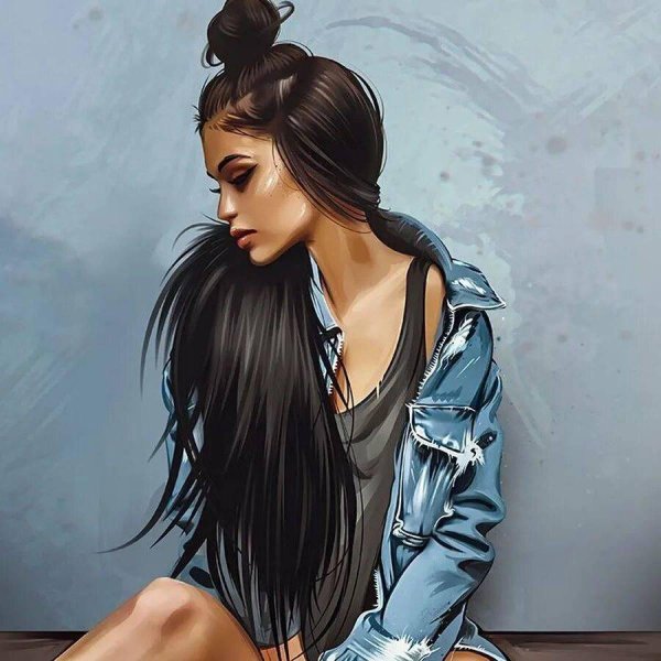 брюнетка рисунок