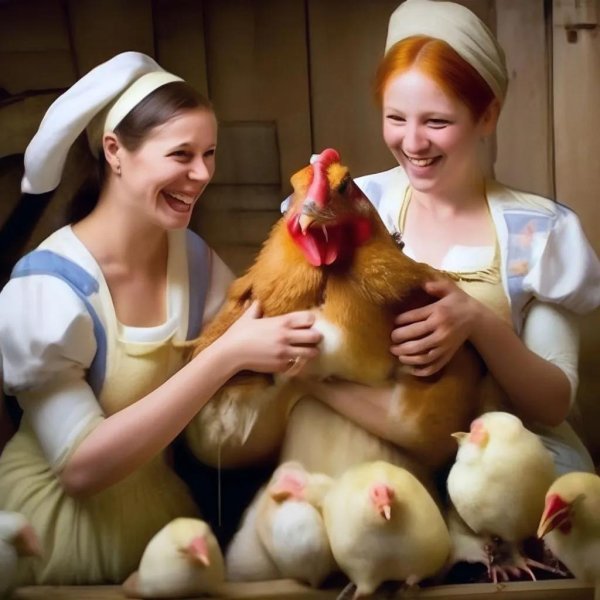 девушка с курицей