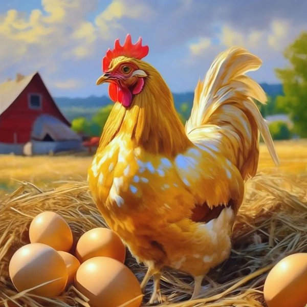 курочка высиживает яйца