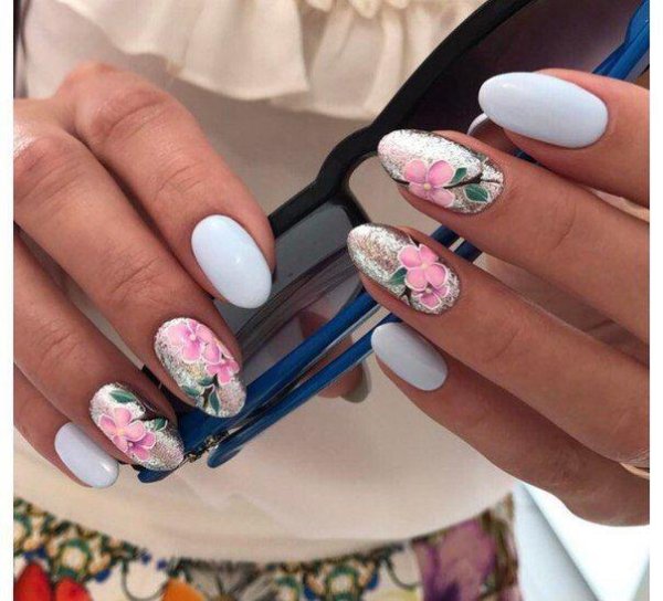ногти с цветочками
