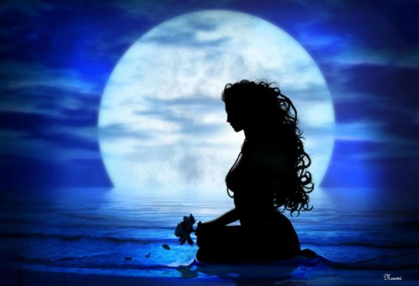 девушка в лунном свете