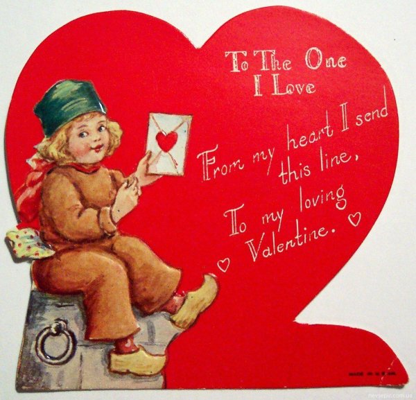 валентинка старинная открытка