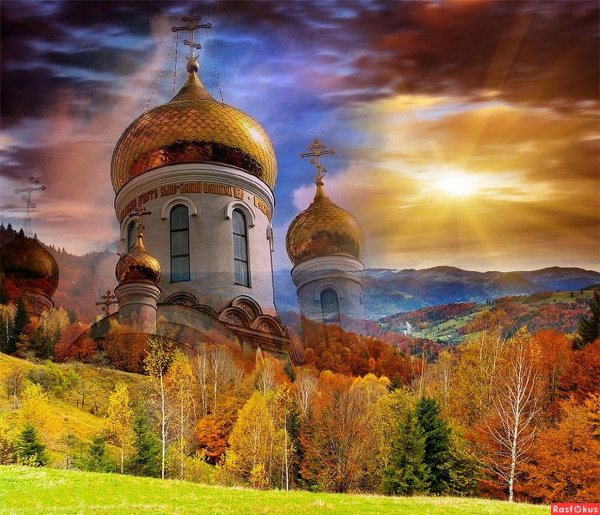 пейзаж с храмом