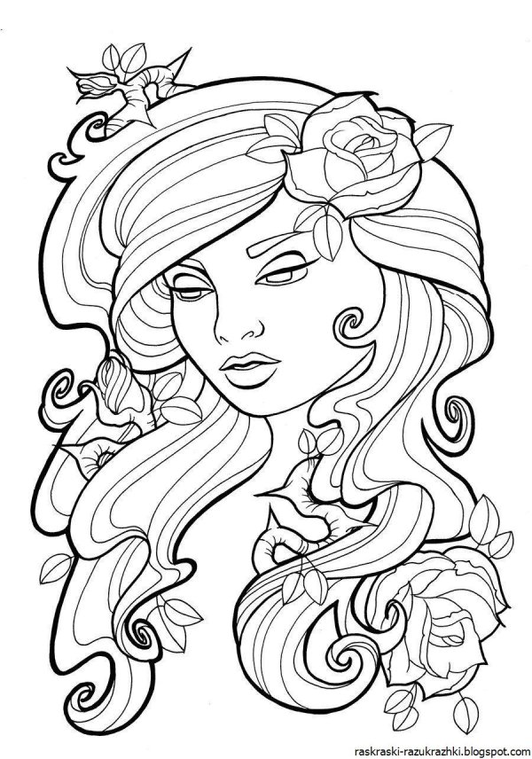 девушка раскраска