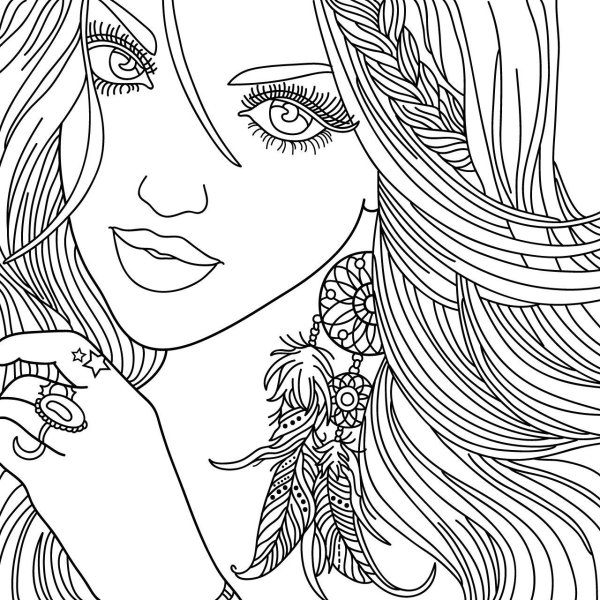 девушка раскраска