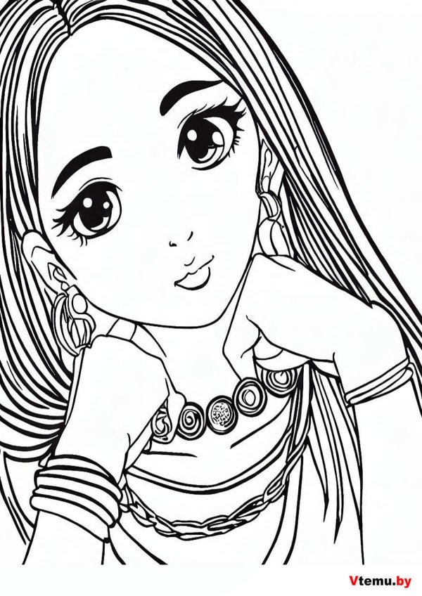 девушка раскраска