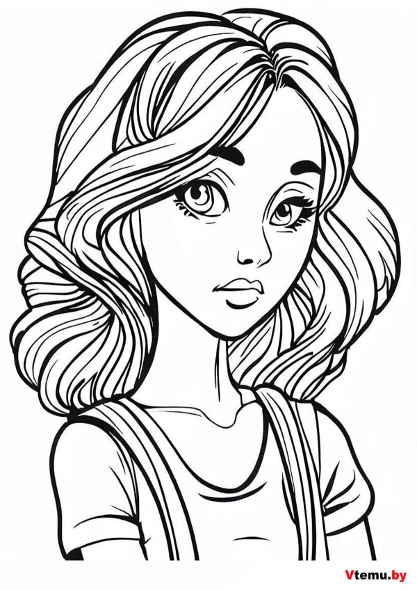 девушка раскраска