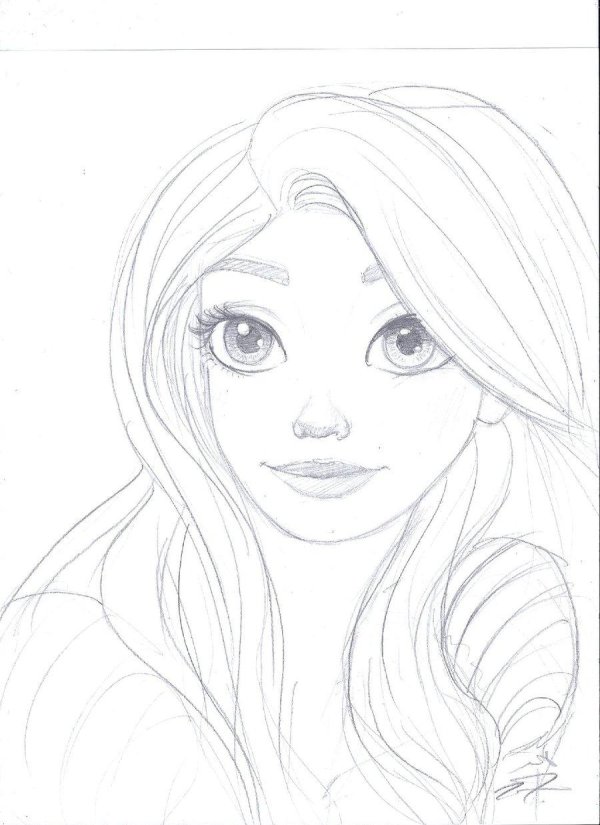 принцесса рапунцель для срисовки