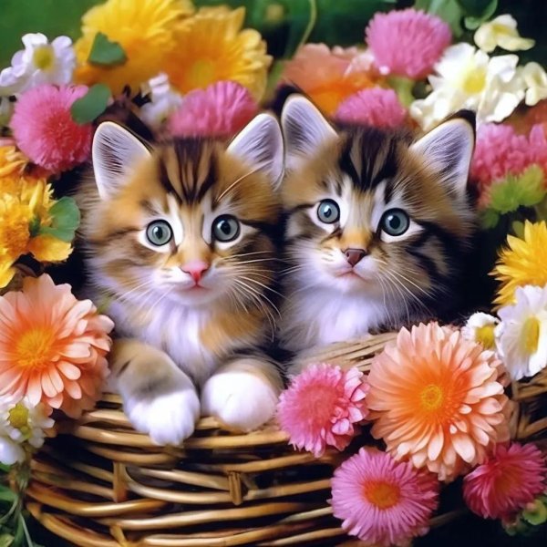 котята в корзине