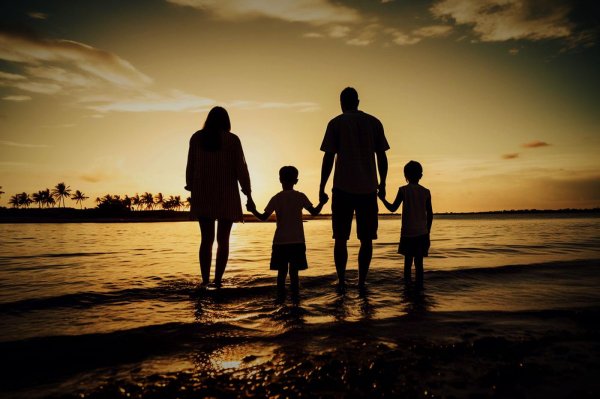 силуэт счастливой семьи